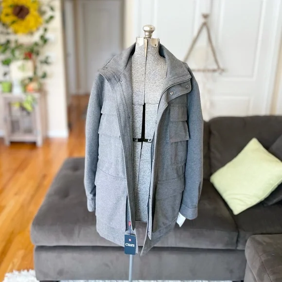 Chaps Men’s heathered, gray jacket with large pockets - Picture 1 of 12